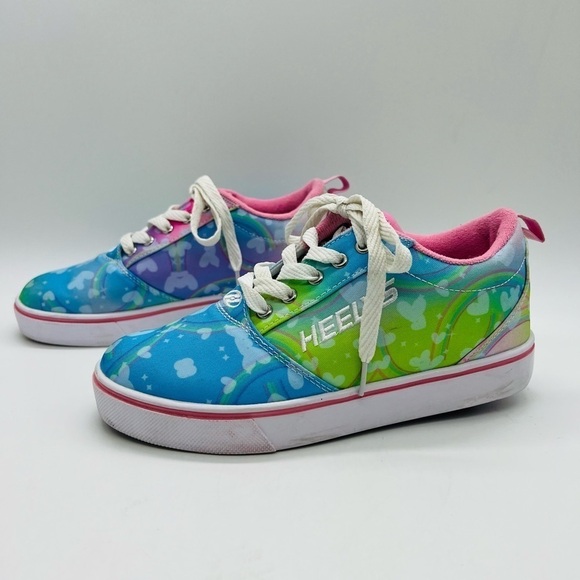 HEEELYS PRO 20 PINK & SKY BLUE ROLLER SNEAKERS YOUTH SZ 5 OR WOMENS SIZE 6 - Picture 1 of 15